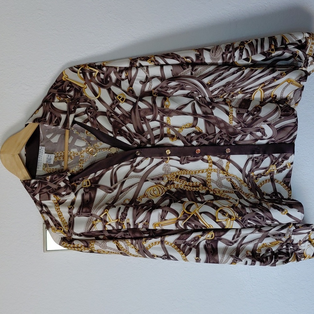 Doncaster Silk Equestrian Chain Blouse Size 18